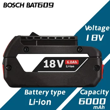 1-3PSC 18V akumuliatorius Bosch GBA 18V 6.0Ah Ličio BAT609 BAT610G BAT618 BAT618G 17618-01 BAT619G BAT622 SKC181-202L +įkroviklis