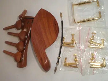 1 Rinkinys Rose Wood smuiko dalys su aukso spalvos smakro poilsiu ir 4 smuiko imtuvais & nailono uodegos žarna nuo 1/4 1/2 3/4 ir 4/4
