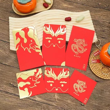 10vnt Raudonas pakelių krepšys Raudonas voko krepšys Drakono animacinio filmo metai Naujųjų metų pavasario festivalis Raudonas paketas Metai Kinijos mėnulio metai