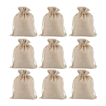 12-piece Christmas Drawstring Bag Packaging Bag Breathable Storage Bag Spring Festival Beige Candy Bag