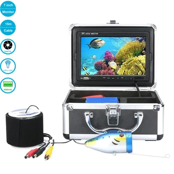15m kabelis 7 colių TFT LCD povandeninės žvejybos kamera HD 1000TV linijos Vaizdo kamerų sistema, naudojama vandenynų ir gėlo vandens žvejyboje