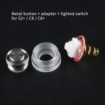 16mm (nerūdijančio plieno mygtukas + šviesos jungiklis) rinkinys silikoniniams mygtukams pakeisti, tinka (pilkas ir juodas S2+) / C8 / C8+ / S21A