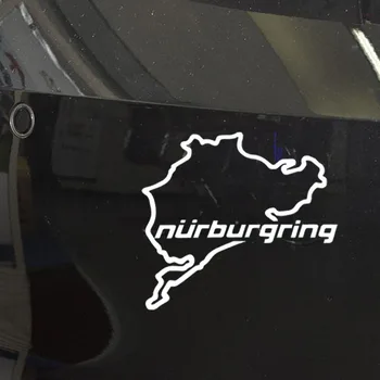 1PC Universal Car Styling Racing Road Racing Nurburgring Creative Fashion Window lipdukai Balta/Juoda