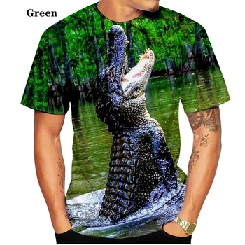 2023 Nauja mada Vyrai Moterys Krokodilas 3D Spausdinti Marškinėliai Juokingi laisvalaikio viršugalviai Drabužiai Oversize Trumpomis rankovėmis