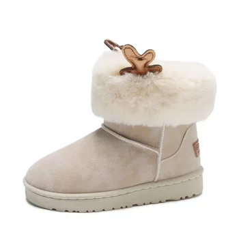 2023 Nauja žiema Korėjiečių mados apvali galva Vienspalvė vidurinė rankovė Zomšiniai sniego batai Plokščias dugnas Šilti moteriški batai