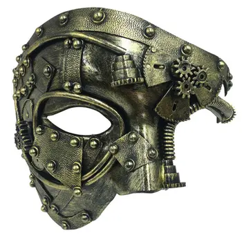 2023 Pankų stiliaus Venecijos kaukės šalmas Mechaniniai vyrai Steampunk Fantomas Operos Helovino Cosplay vakarėlio kostiumas Veido kaukės