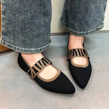 2024 ruduo Nauji moteriški patogūs elegantiški plokšti batai Laisvalaikio mados taškiniai įsispiriami įsispiriami · Patogių vaikščiojimo batų dizaineris