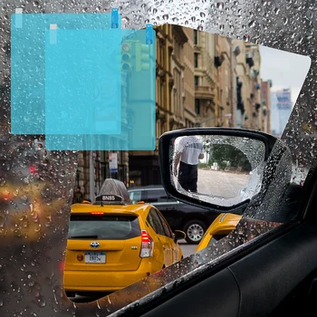 2PCS automobilio galinio vaizdo veidrodis šoninio lango apsauginė plėvelė skaidri, tinka sunkvežimiams ir dideliems automobiliams vandeniui atsparus lietaus automobilio lipdukas