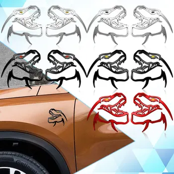 2Pcs Chrome metalinis dinozauro emblemos lipdukas Galinė bagažinė Ženklelis Uodegos lipdukas Dodge Charger Challenger Hellcat SRT kalibras Nitro RAM