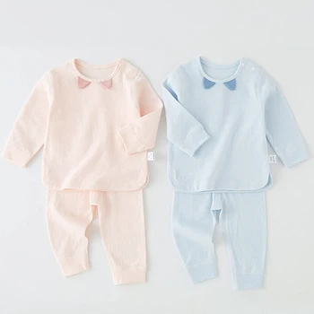 2Piece Spring Fall naujagimio mergaitės drabužiai korėjietiški laisvalaikio minkštos medvilnės marškinėliai ilgomis rankovėmis + kelnės Mažylio berniuko komplektai Apranga BC328