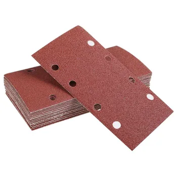 30vnt kvadratinis švitrinis popierius Šlifavimo popieriaus lapas 95X185mm Šlifuoklio kablio kilpa Diskiniai abrazyviniai įrankiai medienos poliravimo įrankiams