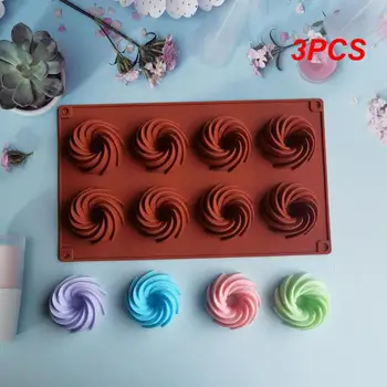 3PCS Mini keksas 15 skylių silikoninė apvali forma Keksiukų sausainiai Fondantas Kepimo skarda Nelipnus pudingas Garuose virtas pyragas Įrankių pyragas