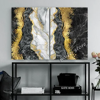 5d Deimantų tapyba Abstrakti auksinė linija Deimantų siuvinėjimas Marmuro raštas Pilnas kvadratinis rankų darbo kryžiaus dygsnio rinkiniai Namų dekoras