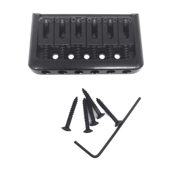 6-String Guitar Fixed Bridge Top Load Tailpiece with Screws & Wrench for Electric Guitar Replacement Part Accessories