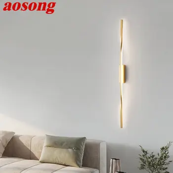 AOSONG Modern Brass Wall Sconce LED 3 spalvų kūrybinis paprastumas Auksinis vidinis naktinis šviestuvas namų svetainei