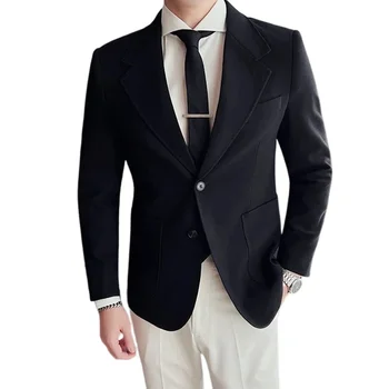 Aukštos kokybės švarkas Vyriškas itališkas stilius Aukščiausios kokybės paprastas elegantiškas mados verslas Laisvalaikio vestuvių džentelmeno kostiumas prigludęs švarkas