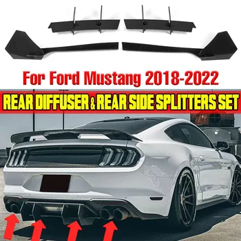 Automobilio galinio buferio lūpų difuzorius Galinės pusės skirstytuvai Prijuostės sklendės Ford For Mustang 2018-2021 Važiuoklės spoilerio deflektoriaus kėbulo komplektas