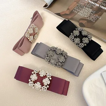 Big Rhinestone Barrette for Women Girl Solid Bow Knot Hair Clip Hairpin Fashion Accessories