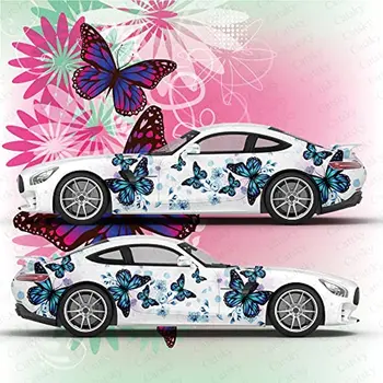Blue Morpho Butterfly Beautiful Car Livery, Spalvingas drugelis Art Flower Car Livery Decal universalus dydis,