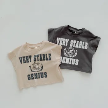 Children Boy Fashion Letter marškinėliai Universalūs marškinėliai priekyje Petnešėlės Mergaitės Aukštos kokybės medvilnė Plonas Patogus megztinis Viršugalviai