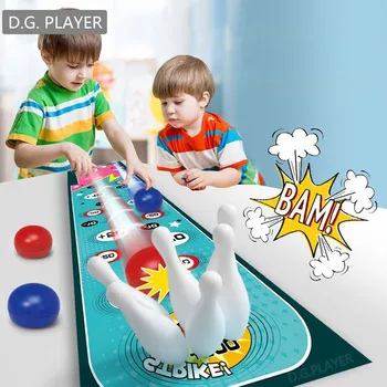 D.G ŽAIDĖJAS Boulingo stalo žaidimas Vaikų lavinamieji mediniai žaislai Mini boulingo kamuolys Kūdikis-vaikas Interaktyvus