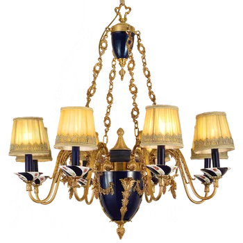 DINGFAN Europietiška prabangi retro žalvario lempa Vila miegamasis Svetainė Pakabinamas šviesus prancūziškas varinis pakabukas