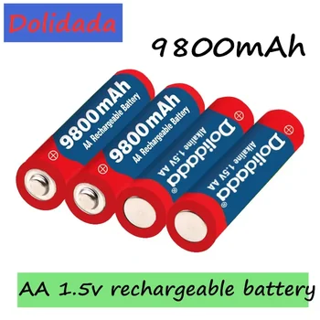 Dolidada 2021 Nauja Žyma 9800 MAH įkraunama baterija AA 1,5 V. Įkraunamas naujas Alcalinas drummey +1vnt 4 ląstelių akumuliatoriaus įkroviklis