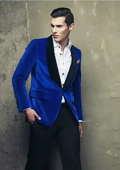 Fashion Custom Velvet Groomsmen Shawl Lapel Groom Tuxedos Vyriški kostiumai Wedding Prom Dinner Best Man Blazer(Švarkas+Kelnės+Kaklaraištis)