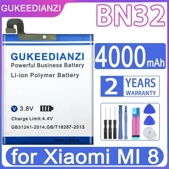 GUKEEDIANZI pakaitinė baterija BN32 skirta Xiaomi MI 8 MI8/ BM3E, skirta Xiaomi Mi 8 Mi8 M8 baterijai + takeliui NO