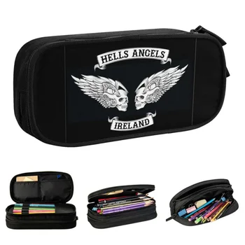 Hells Angels Case Creative Motorcycle Motor Pen Bags Student Large Storage Students School Zipper Pencil Box