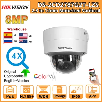 Hikvision 8MP IP kamera DS-2CD2787G2T-LZS 4K AcuSense ColorVu 4X priartinimas 2,8–12 mm motorizuotas varifokalinis vaizdo stebėjimo vaizdo įrašas IPC