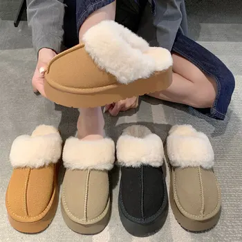 House Slippers Platform Cover Toe Flat Shoes Female Slipers Women Luxury Slides Flock Winter Footwear Med 2023 Designer Rubber S