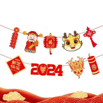 kinų Naujųjų metų reklamjuostė 2024 m. Drakonas Laimingas kabantis ornamentas Laimingų Naujųjų metų sienų dekoras pavasario festivalio namų vakarėlių reikmenims