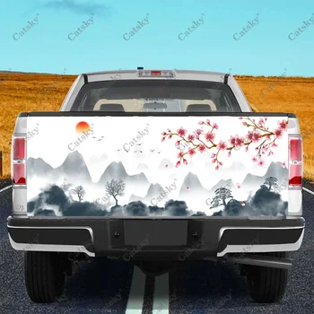 kinų tapybos stilius Peizažinis sunkvežimio bagažinės dangčio apvyniojimas Profesionali medžiaga Universalus tinka viso dydžio sunkvežimiams atsparus oro sąlygoms
