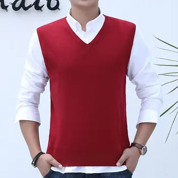Klasikinio stiliaus vyriška V formos liemenė Megztinis Verslas Fashion Casual Solid Color Pullover Slim Vest Tops Male Brand C58