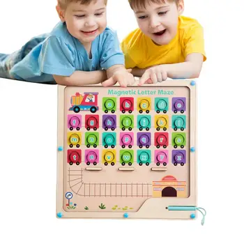 Magnetinės abėcėlės lenta Magnetinės abėcėlės spalvų dėlionė Montessori mokomieji labirinto galvosūkiai vaikams Mažylio abėcėlės mokymasis