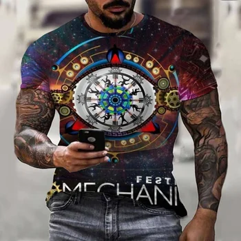 Mechaninis laikrodžio elementas Vyriški marškinėliai Harajuku drabužiai 2023 Nauji Big Boy Pullover trikotažai O-neck Oversized trumpomis rankovėmis Casual Tops