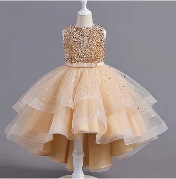 Mergaitė princesė Blizgučiai Vaikiškos suknelės mergaitėms Vestuvinis kalėdinis vakarėlis Prikabinama suknelė Paauglių vaikai Pamergė Elegantiška oficiali suknelė
