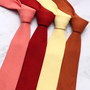 Naujas megztas medvilninis kaklaraištis vyriškam ir moteriškam laisvalaikio kaklaraiščiui Vienspalviai marškiniai Raudona geltona žalia Mezgimas Gravatas plonas Kaklaraištis