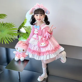 New Sanrio Kawaii Kuromi Melody Kids Girl Lolita Op Suknelė Animacinis filmas Tarnaitės apranga Vaikų tarnaitė Cosplay kostiumas Princesės suknelė Dovana