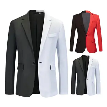 Patchwork Kontrastinės spalvos kostiumo paltas Vyriškas kostiumas Striukė Slim Fit Lapel Suit Paltas su patchwork kontrastinės spalvos ilgomis rankovėmis