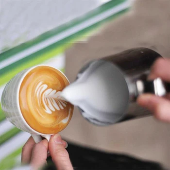 Pieno ąsotis 350Ml nerūdijančio plieno putojantis ąsotis Traukti gėlių puodelį Kavos pienas Putoteris Latte Art Pieno putų įrankis Kavos indai