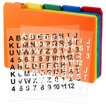 Rodyklės kortelės vadovas Nustatykite lipnų skaičių abėcėlės lipdukų failą Spalvingi rodyklės kortelių skirstytuvai su skirtukais 