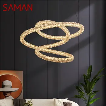 SAMAN Modern Creative Pakabinama lempa LED šviestuvai Auksiniai dekoratyviniai krištolo šviestuvai namų svetainei