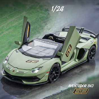 Simuliacija 1:24 Lamborghini SVJ63 Sportinio automobilio modelis Garsas Šviesa Atsitraukimas Kolektyvinis Voiture Miniatiūrinis namų dekoras Diecast Vehicles