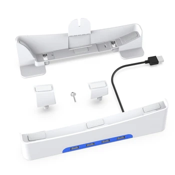skirta PS5 plonai žaidimų konsolei Horizontalus laikymo stovas Nešiojamas plokščias stovas su 4 USB2.0 prievadais Daugiafunkcis stovas Paprasta naudoti