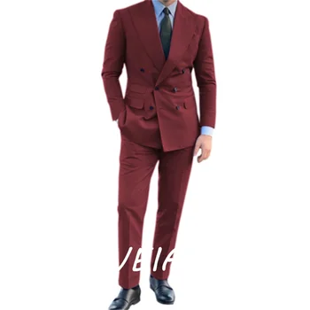 Slim Fit 2 dalių vyriškas kostiumas 2023 m. Dvispalvio švarko kelnių komplektai Verslo kostiumai Jaunikio smokingas vestuvių vakarėliui (švarkas+kelnės)