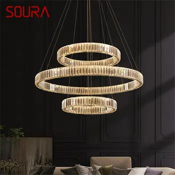 SOURA Moderni pakabinama lempa LED apvali prabangi auksinė pakabinama dekoratyvinė šviestuvas viešbučio svetainei