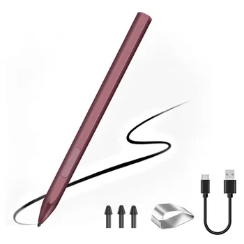 Stylus Pen Magnetic for Surface Pro 3/4/5/6/7 Pro X Go 2 Book Latpop 4096 Levels Pressure Palm Rejection-Red