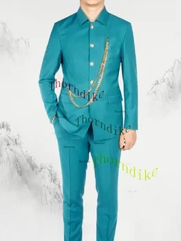 Thorndike Vyrų mados kostiumo švarkai+Kelnės 2Vnt Vyriški aukštos kokybės verslo švarkai Geriausias vestuvių jaunikio oficialus kostiumas Smokingas
